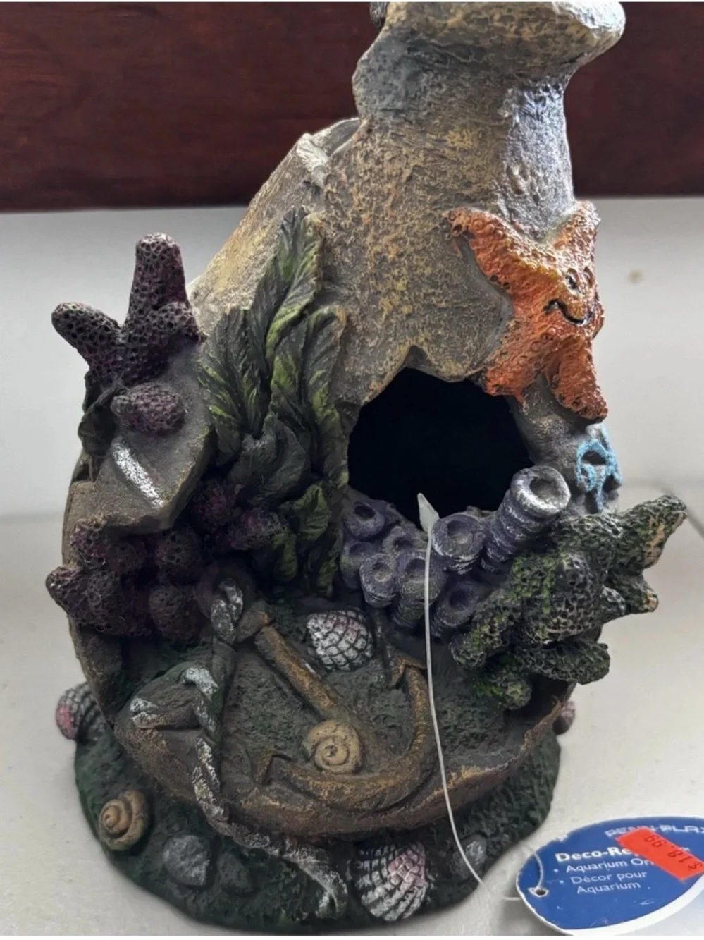 Aquarium Starfish Shipwreck Ornament - Orange/Gray